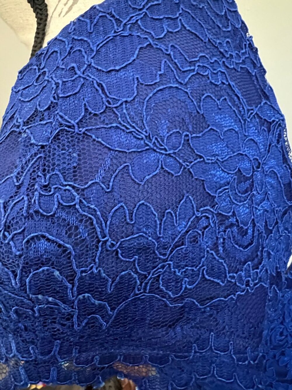 Lauren Ralph Lauren Evening Blue Lace Lined Cocktail Dress Date Open Back 8 - Picture 4 of 13